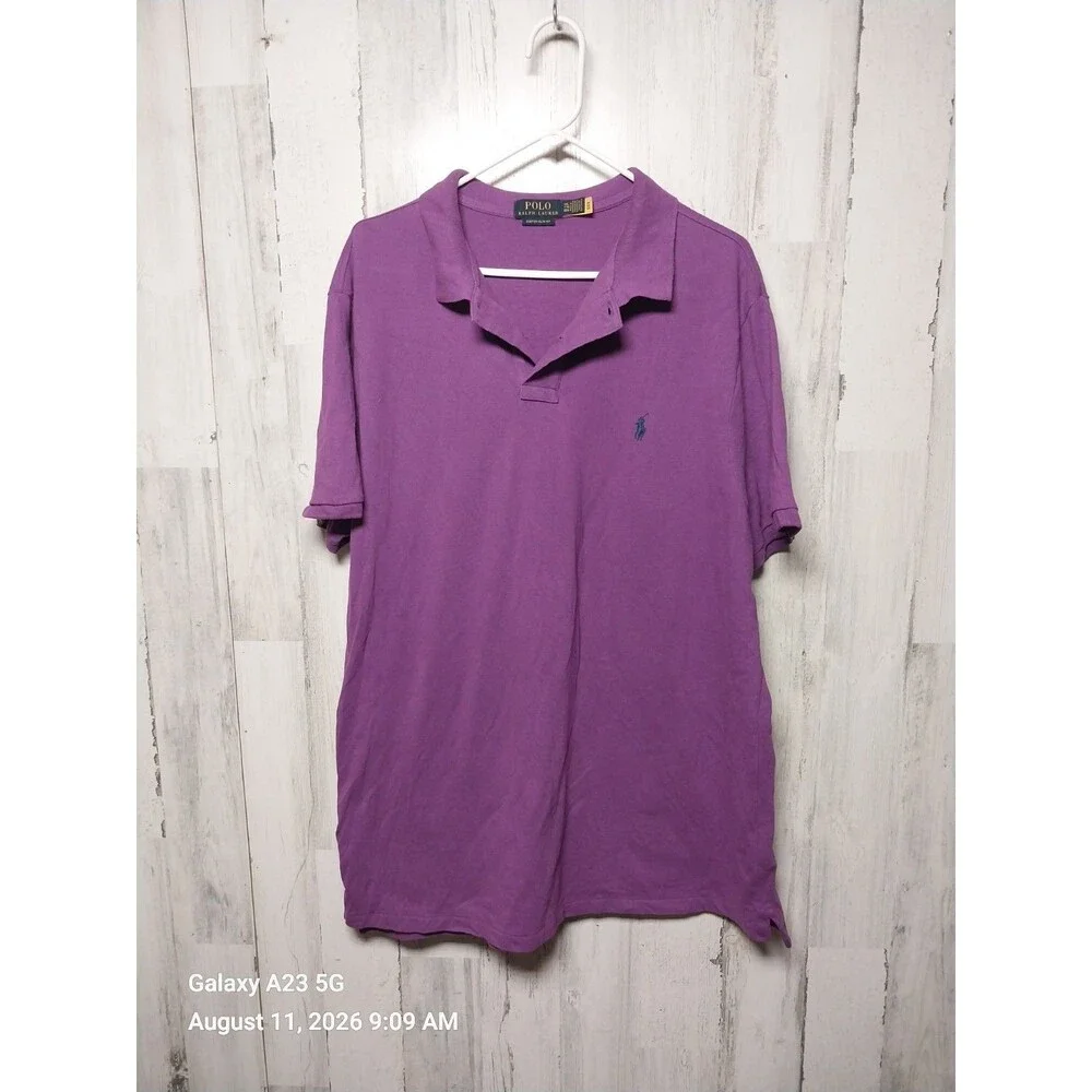 Ralph Lauren Custom Slim Fit Polo Shirt Purple XXL Pony Rugby Preppy Mens